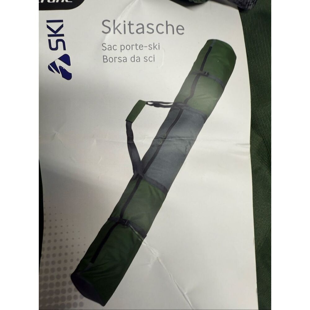 New Crane Ski Bag 72” X 11” Zip Green Gray  NWT Waterproof Padded on The Middle